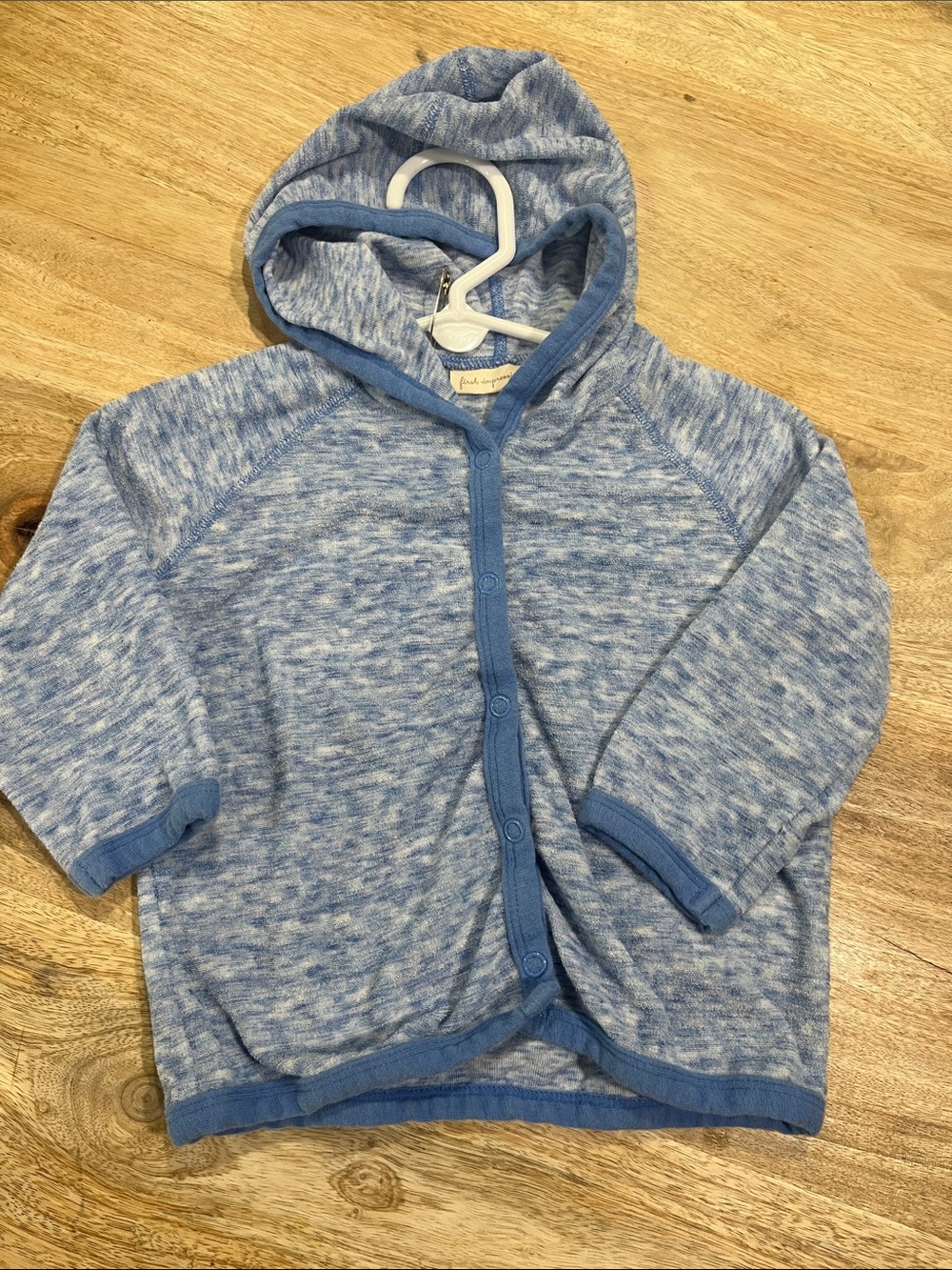 First Impressions Light Blue Heather Hooded Baby Snap Coverup